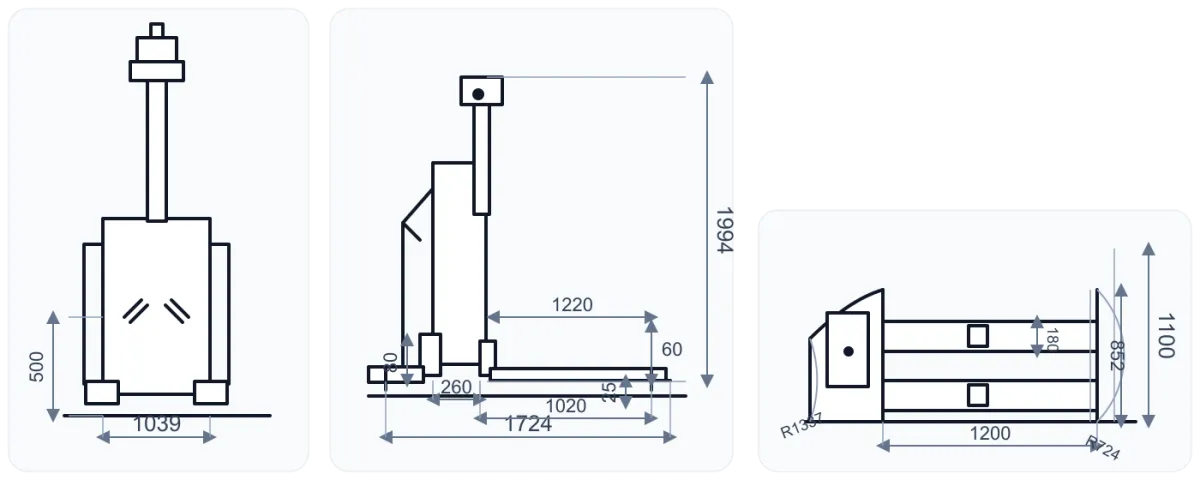 ST-1450 AGV dimensions drawing