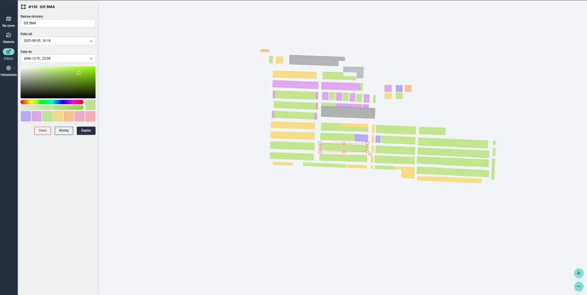 Zone editing on the plant map in AGV Insight
