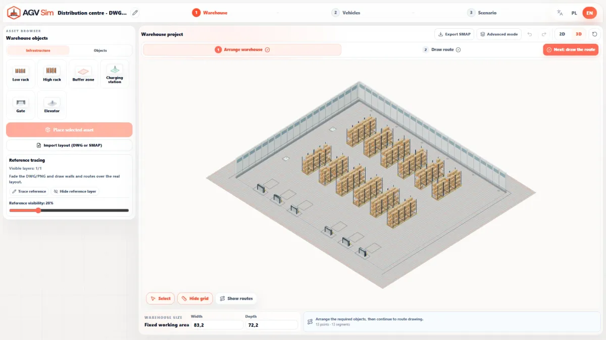 AGV Sim — example warehouse model