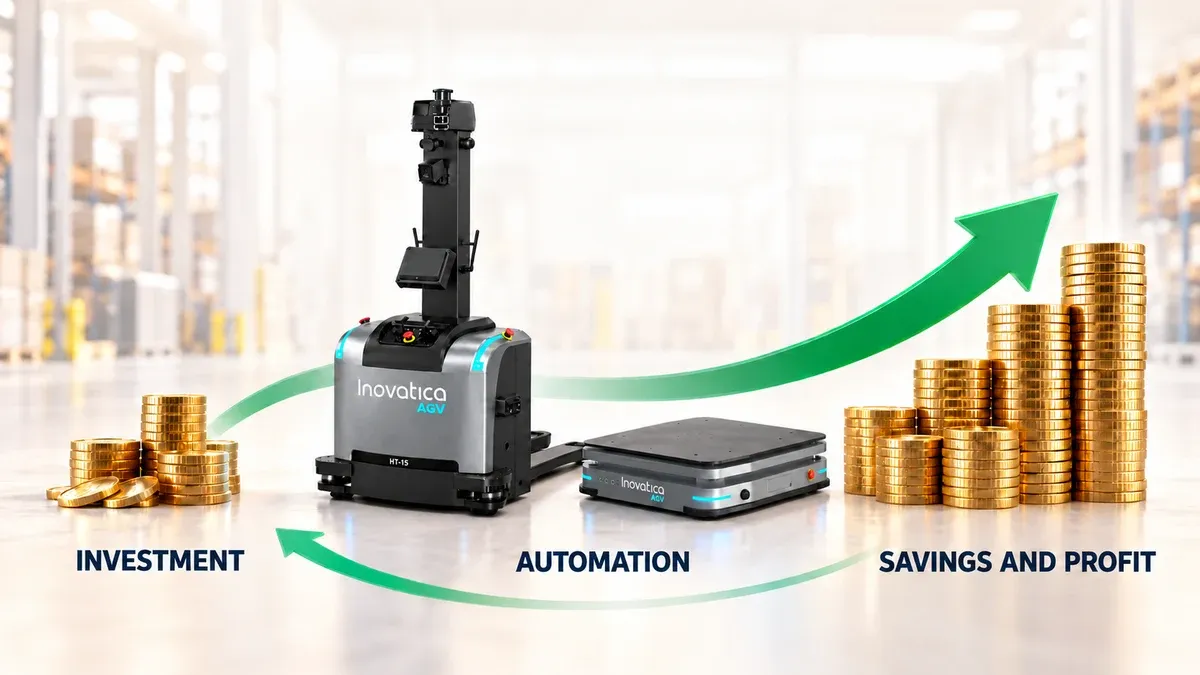 ROI overview: investment in robots, transport automation, savings and profit