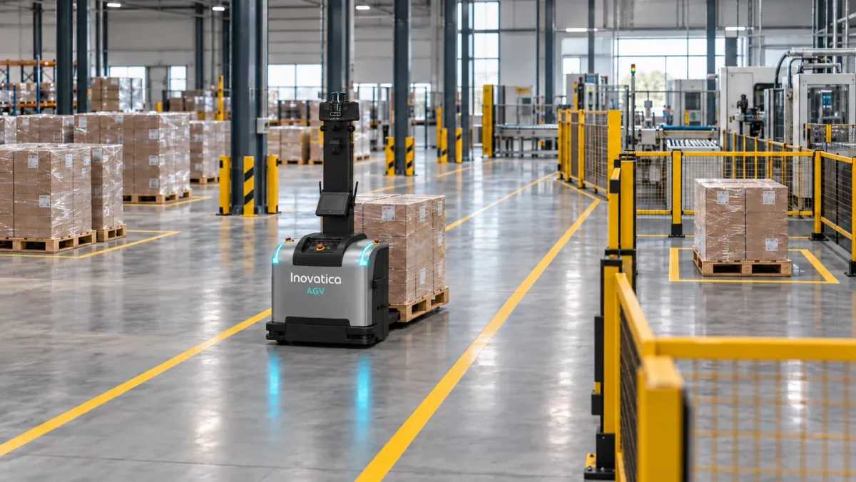 Autonomous pallet truck transfers a pallet between warehouse and production zones
