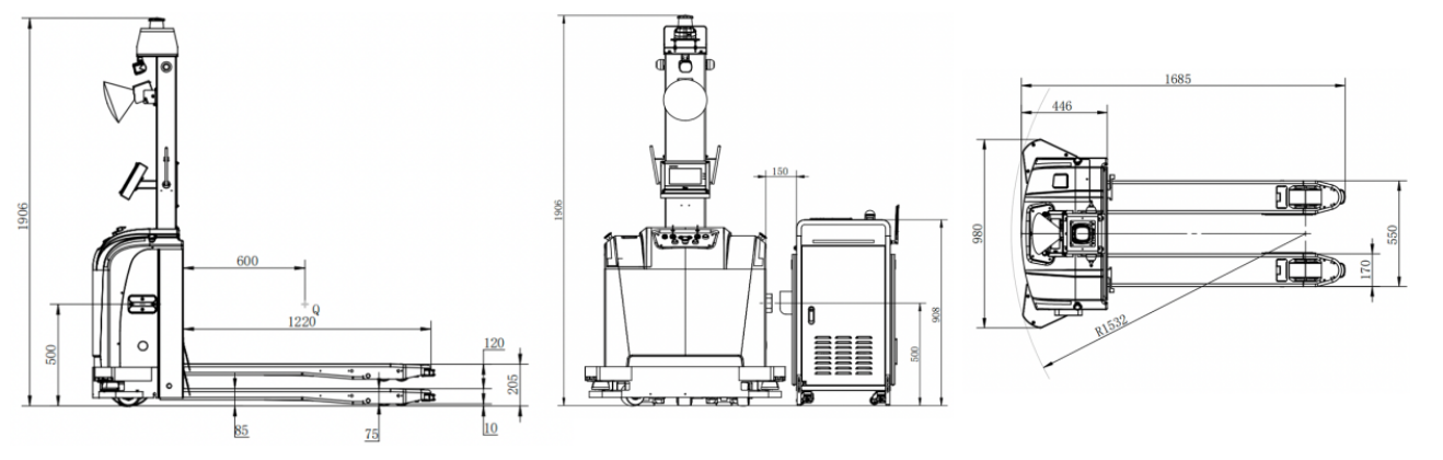 Rysunek wymiarowy HT-15 AGV