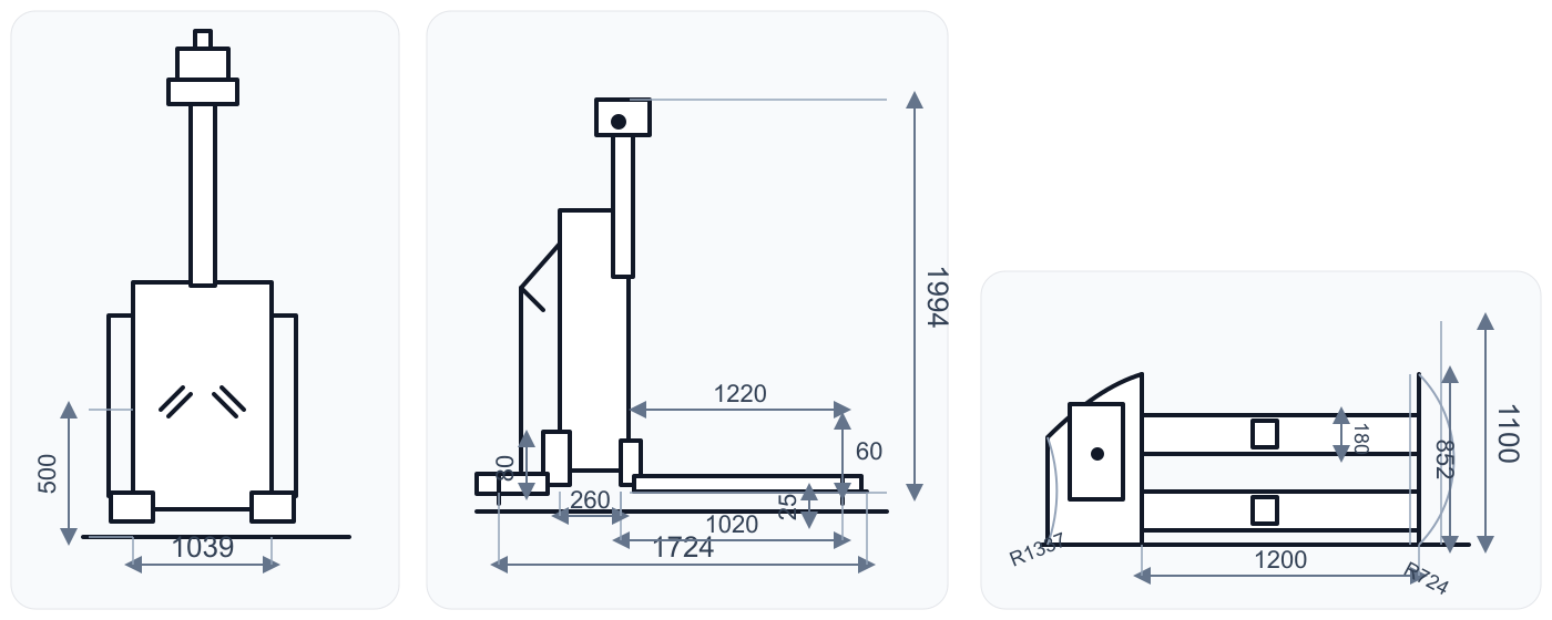ST-1450 AGV dimensions drawing